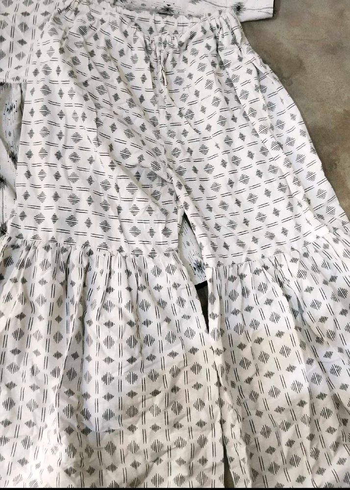 Front Slit Short Frock And Sharara
