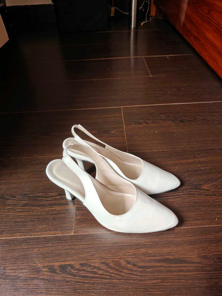 White Slingback Heels