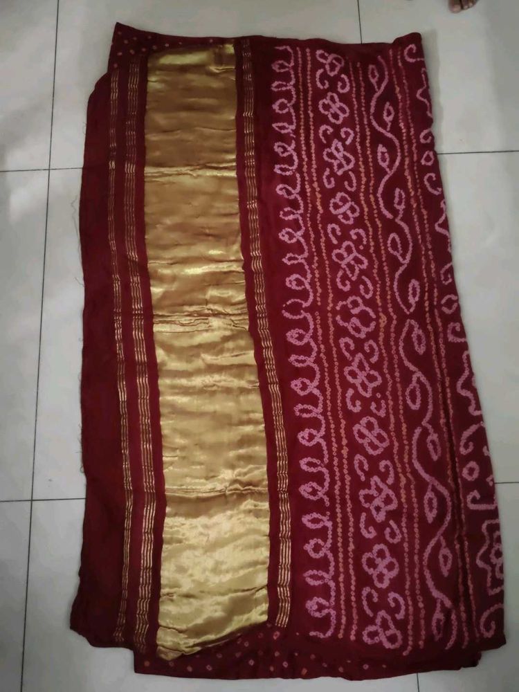 Maroon Gajji silk saree with lagdi pagta