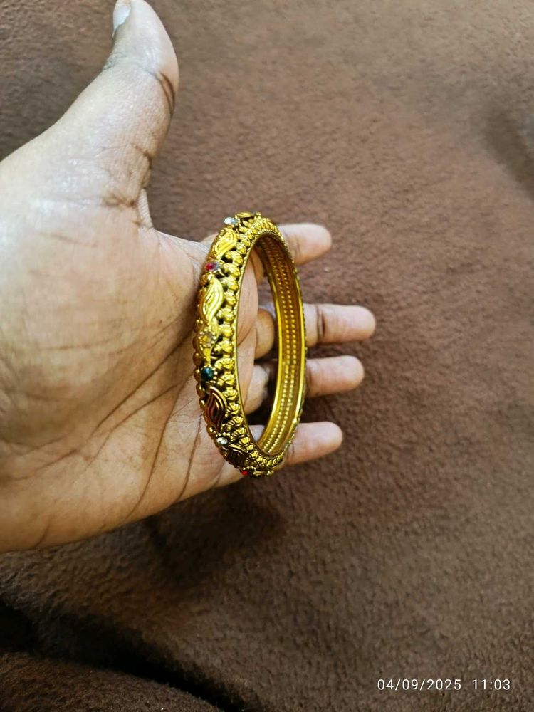 Gold-Plated Antique Bangle