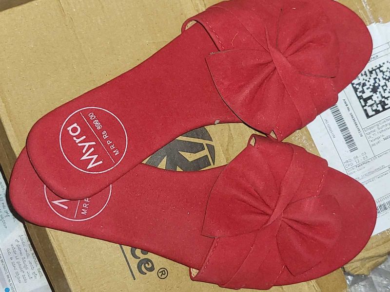 Bow Flipflop Velvet With One Clutch