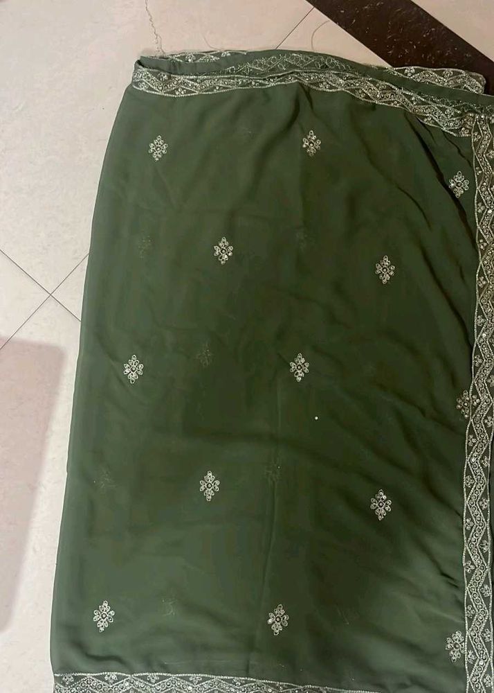 Olive Green Embellished Dupatta