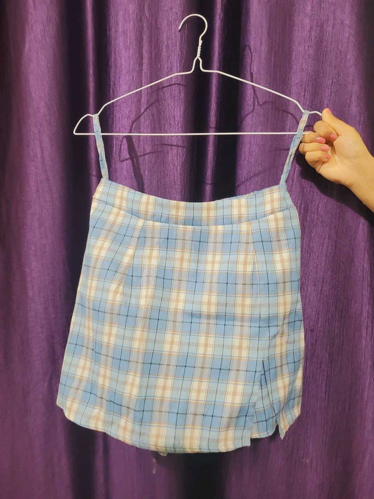 Blue Plaid Mini Skirt