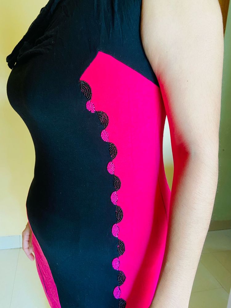 Stylish Pink &amp; Black Dress