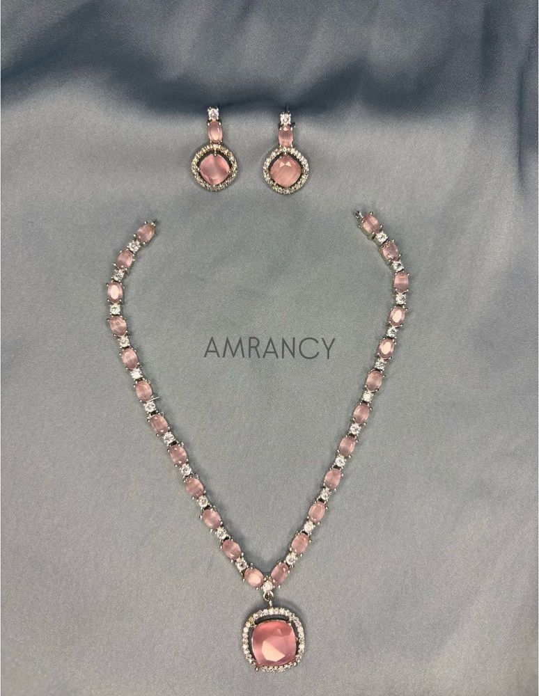 Pink American Diamond Jewellery Set