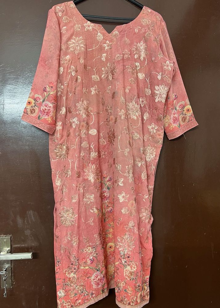 Floral Print Kurta With Dupatta