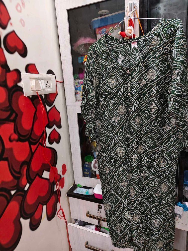 Green Printed Kurta