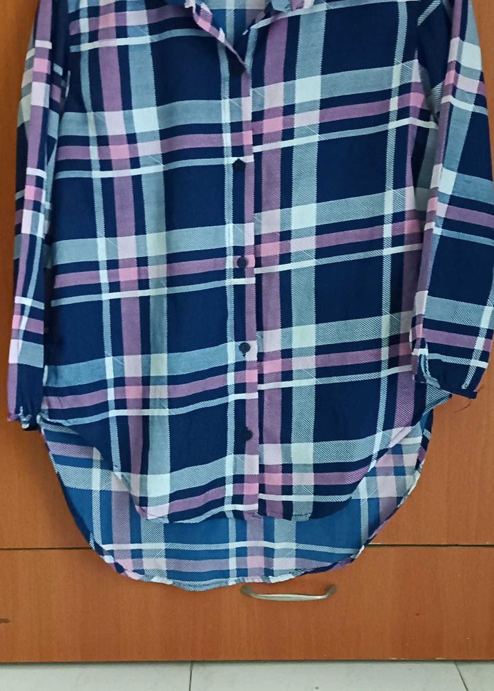 Blue &amp; Pink Plaid Button-Up Shirt