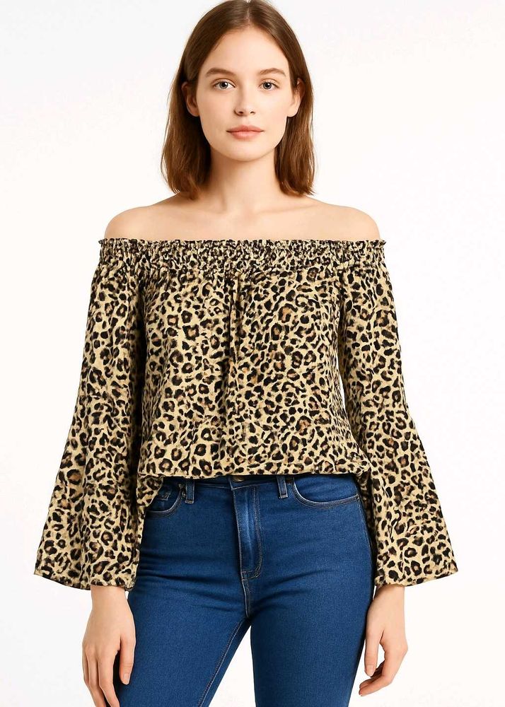 Leopard Print Off-Shoulder Top