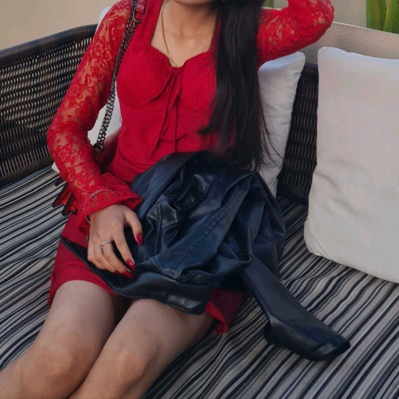 Red Lace Mini Dress