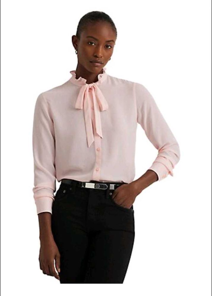 Pink,Ruffled Neck  ,Top