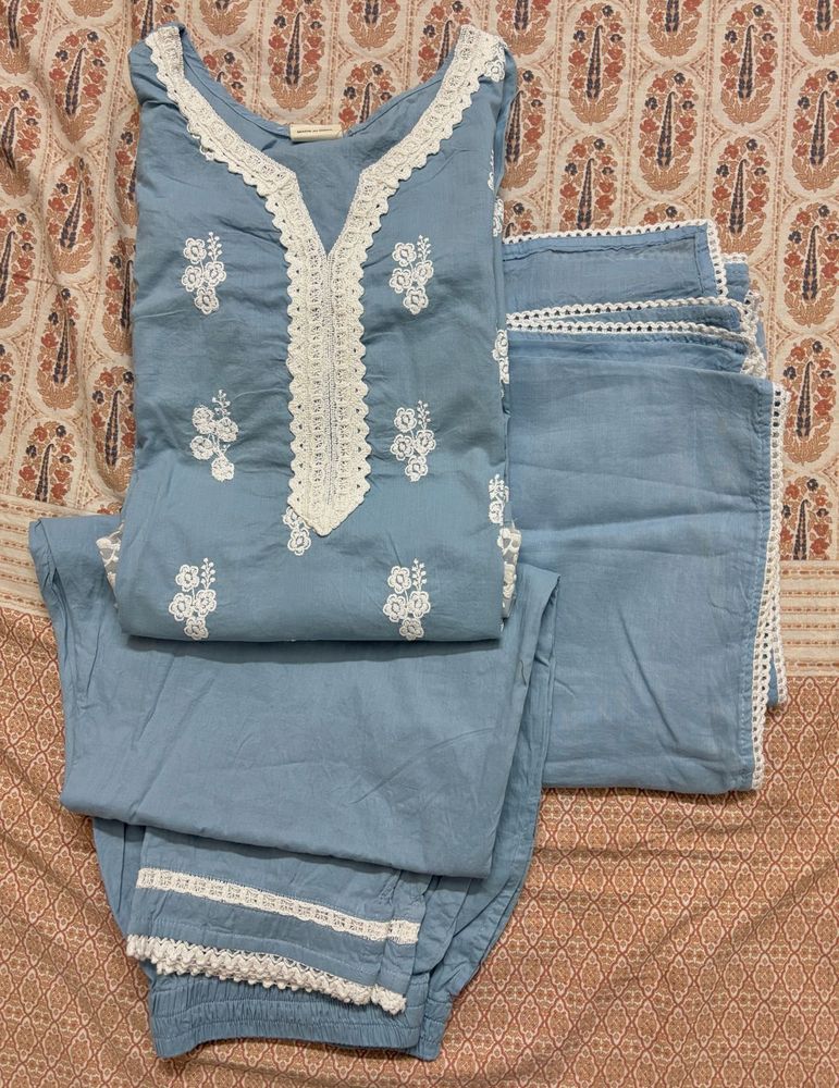 Embroidered Kurta Set With Dupatta