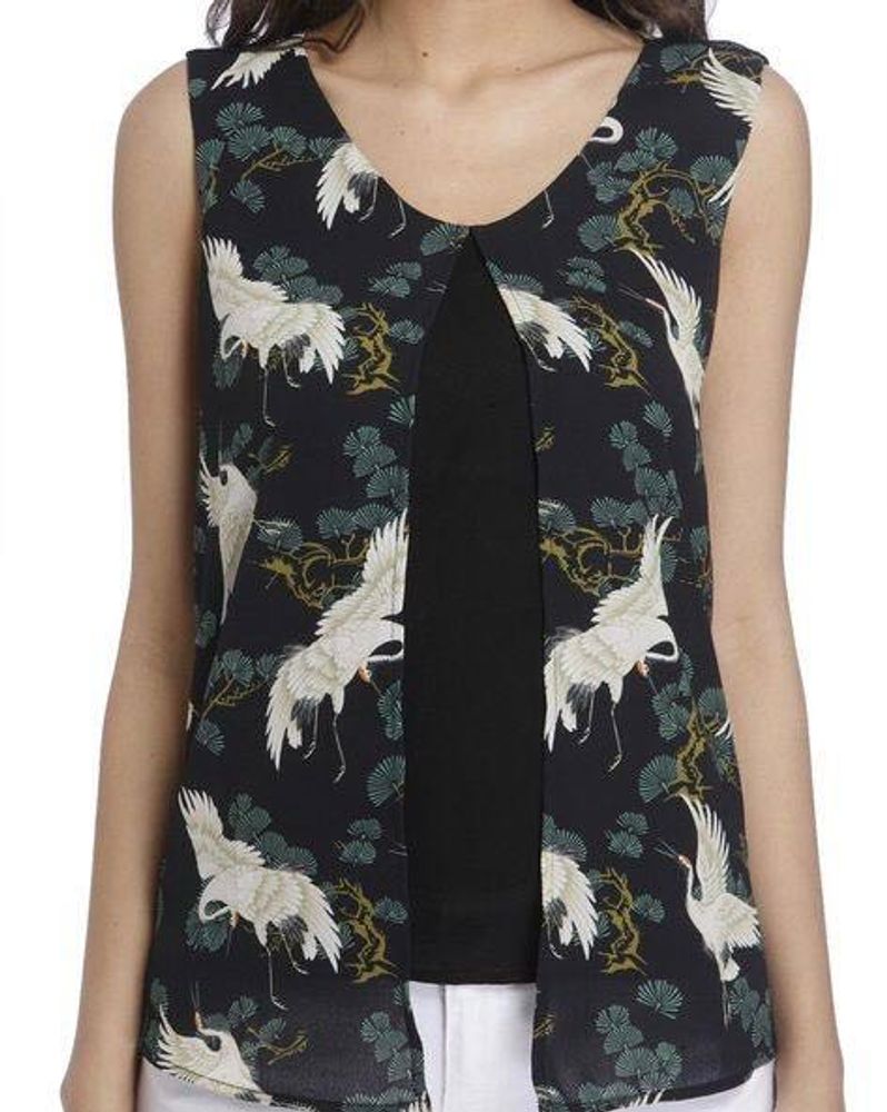 Vero Moda Crane Print Sleeveless Top