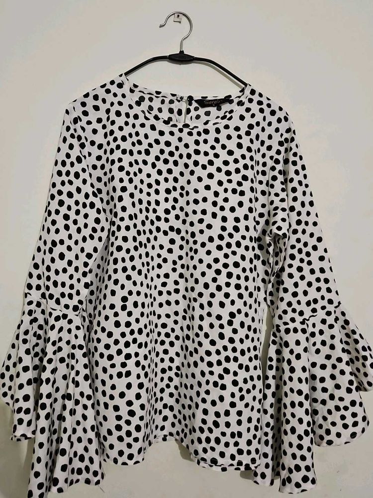 Polka Dot Bell Sleeve Top
