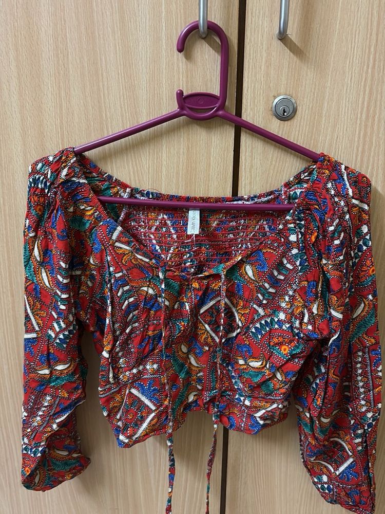 Boho Print Crop Top