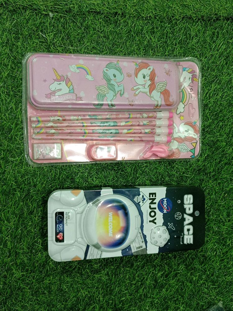 Combo Of Unicorn stationery Set And Geometry Box