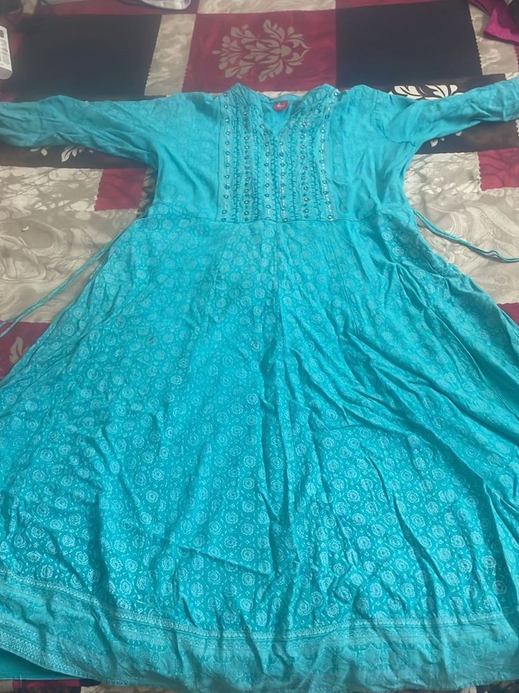 Anarkali Cyan Green Kurta