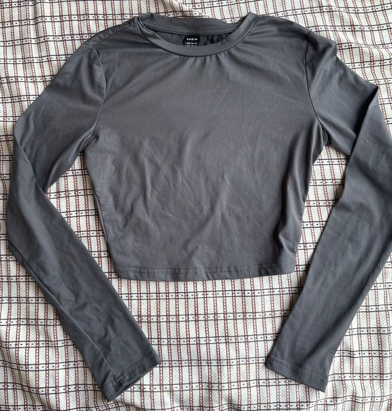 Gray Long Sleeve Top