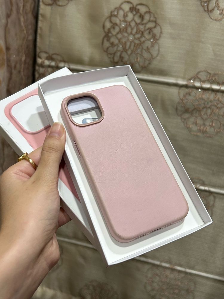 iphone 14 Powder Pink Leather Case