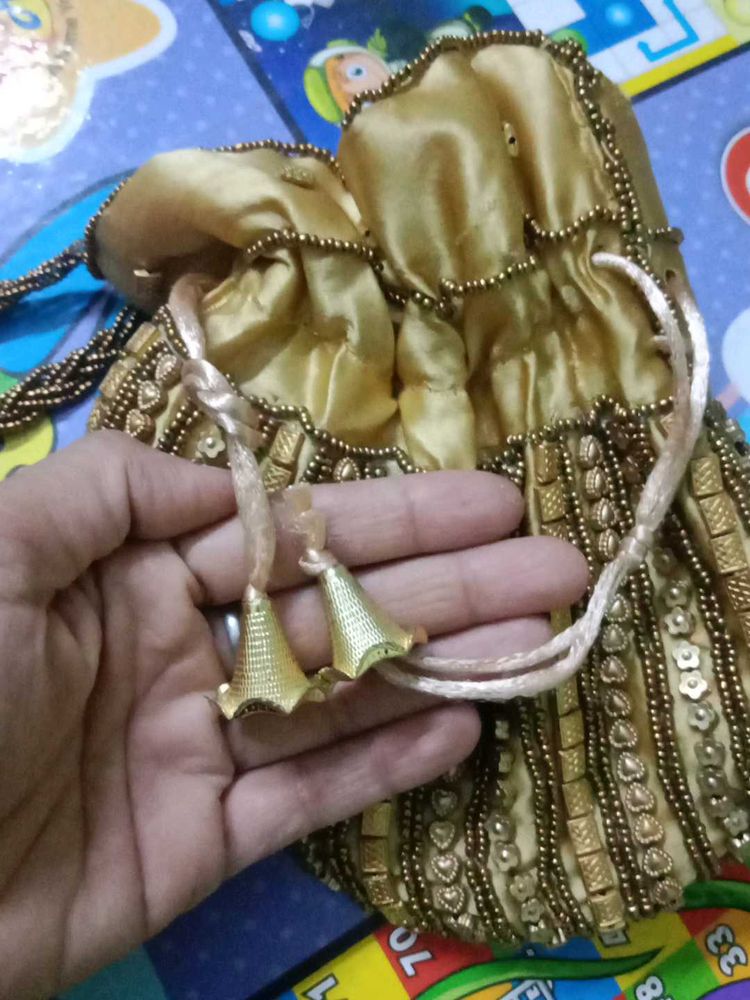Golden Beaded Potli Bag