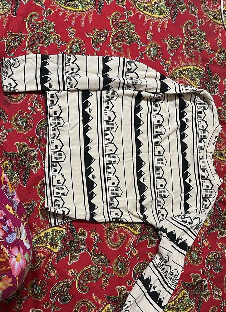 Patterned Long Sleeve Top