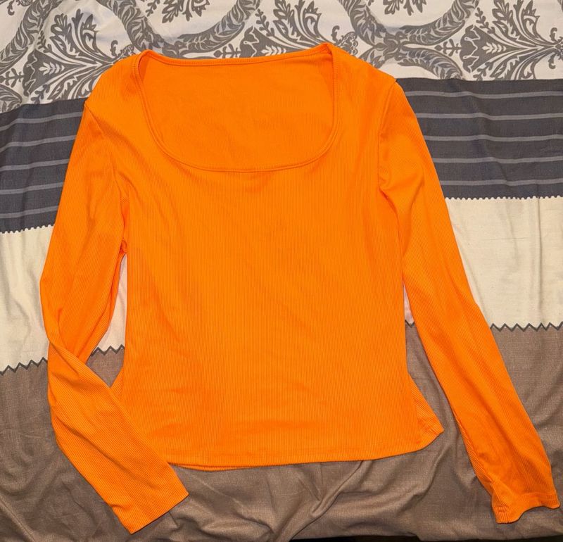 SHEIN Orange Long Sleeve Top