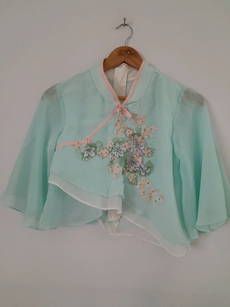 Cyan Embroidered Top (Women&#39;s)