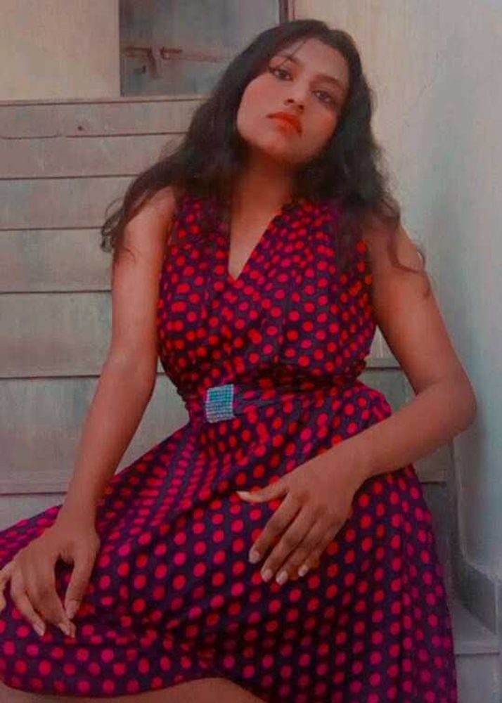 Pink Polka Dotted Black Dress
