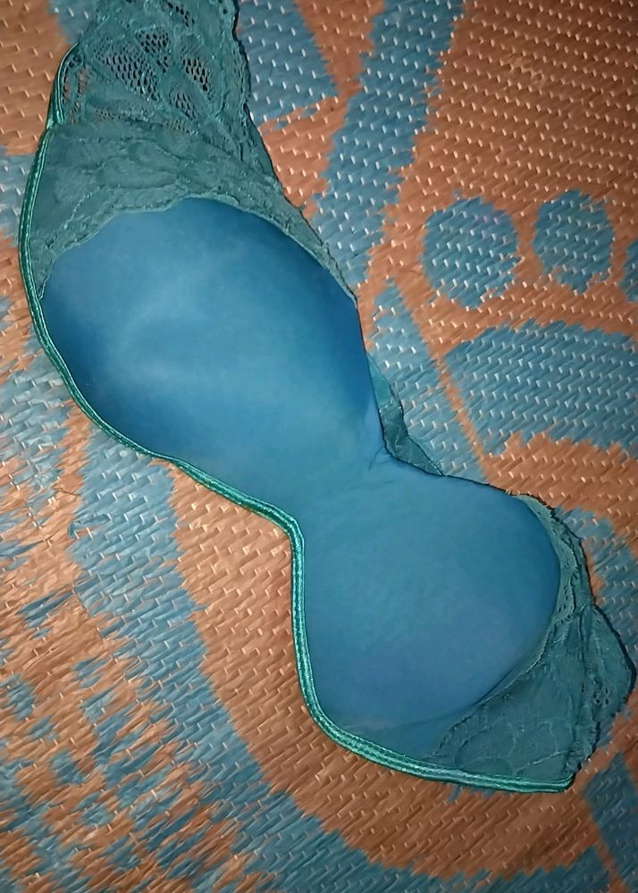 ❤️30times Used Sexy  Blue Strapless Bra I Bust 34b