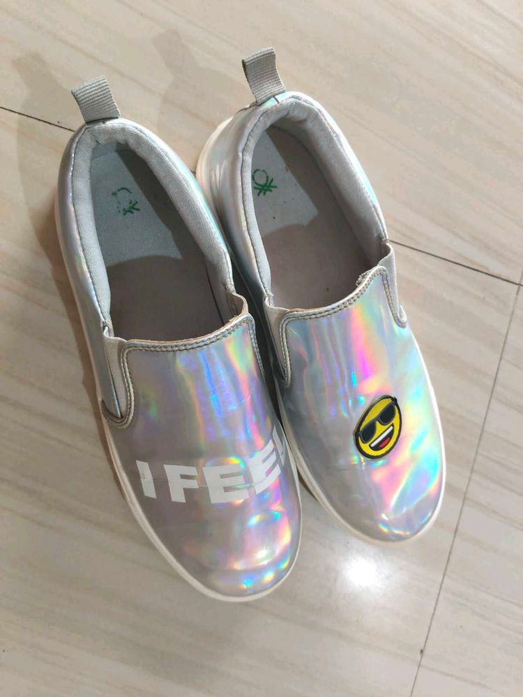 united Colors of Benetton metallic slip on Sneaker