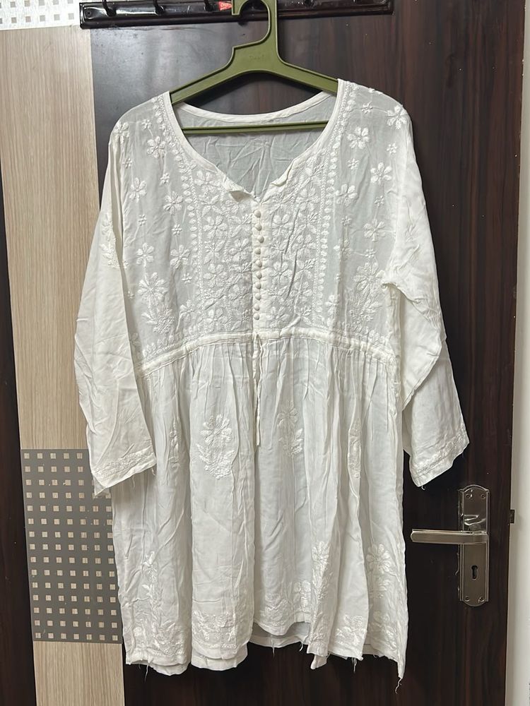White Embroidered Tunic Top