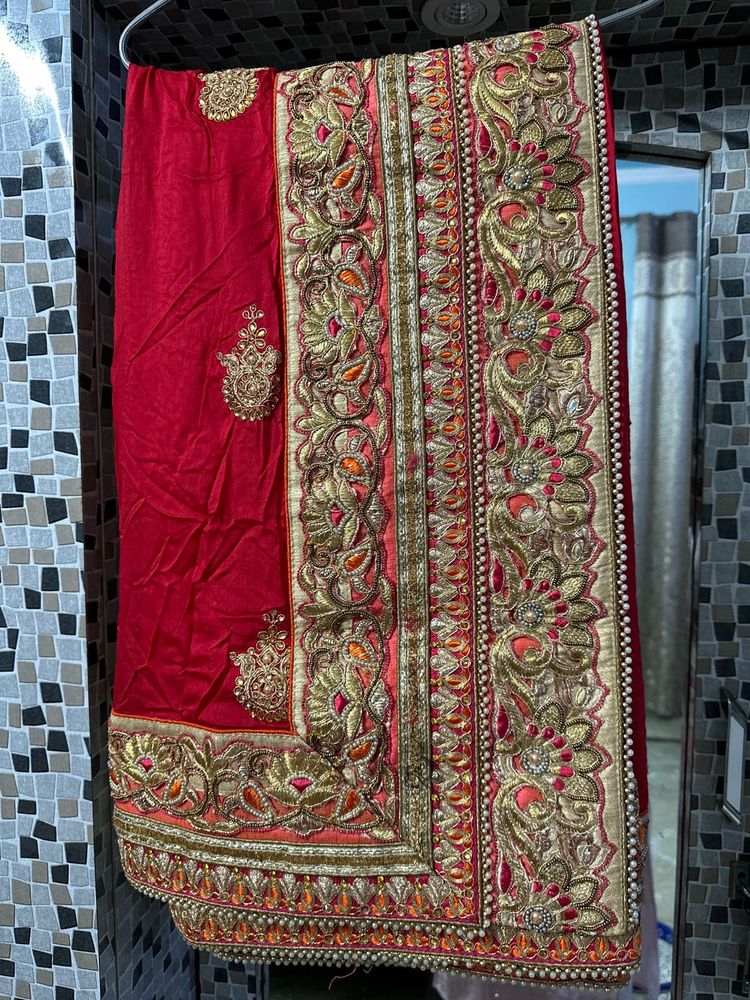 Red Heavy Blouse And Saree