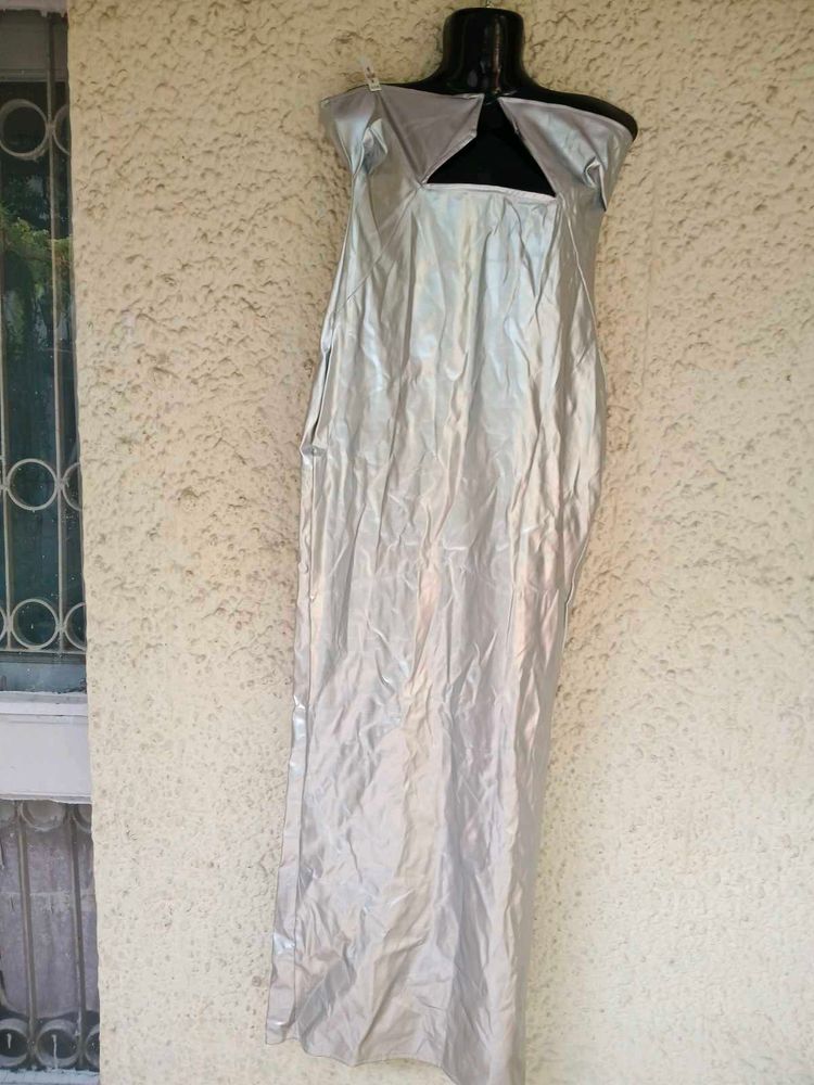 Silver Bustier Maxi Dress