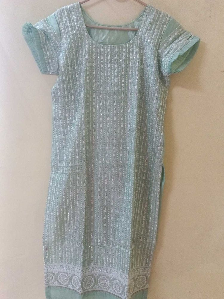 Light Blue Sequin Embellished Kurti