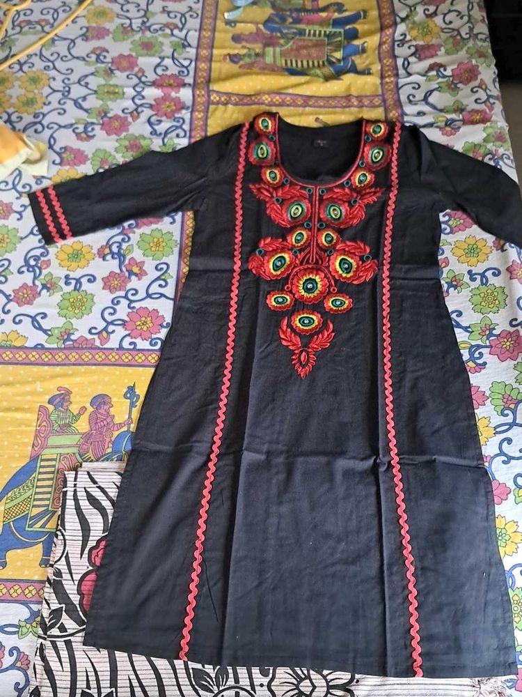 Red and Black Embroidery Kurta