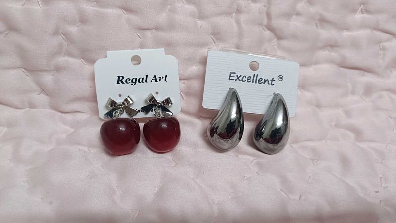 Earring COMBO Cherry &amp; Silver Drop