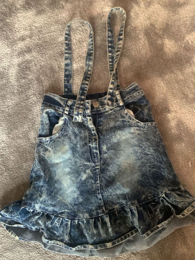Denim Skirt with Straps