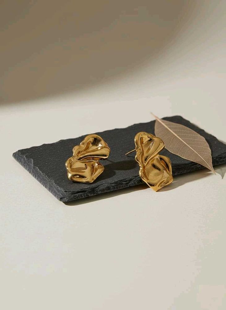 Stainless steel Anti Tarnish Sculptural Gold Drop