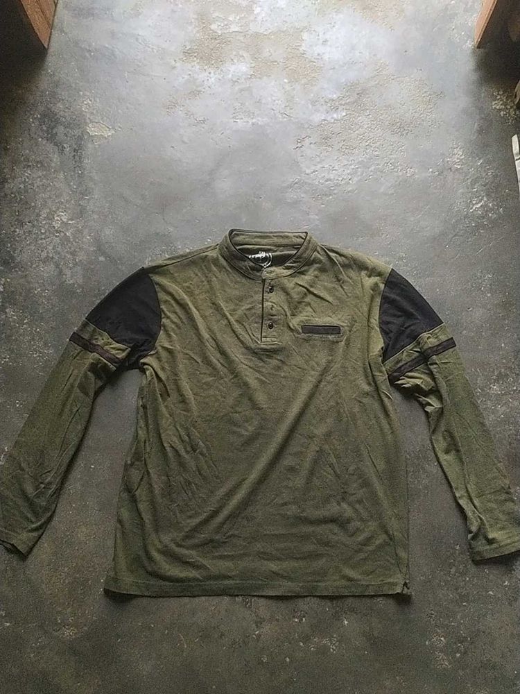 Olive Green Cargo Joggers And T Shirt For Men