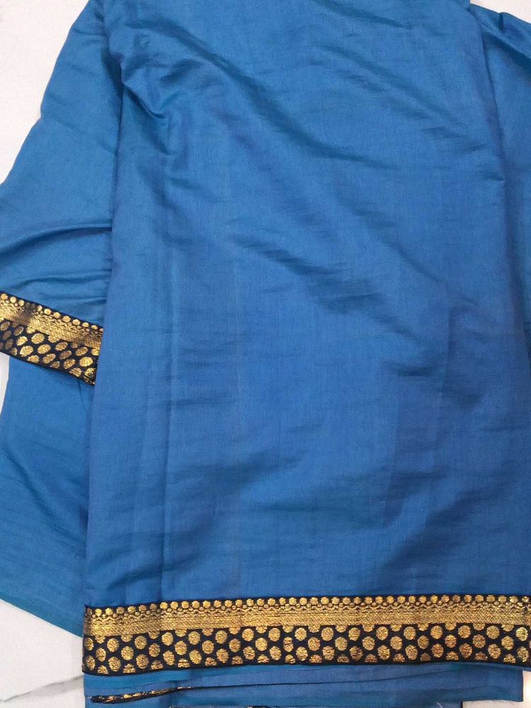 Elegant Blue Cotton Saree