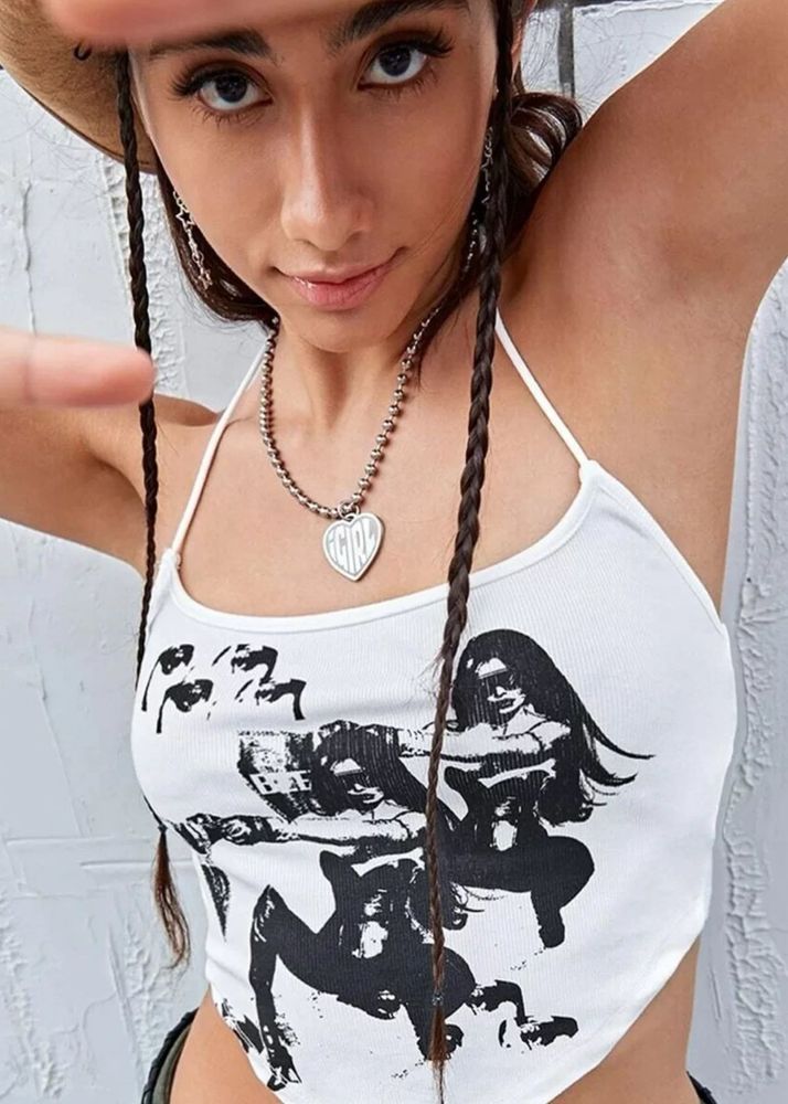 White And Black Crop Corset Top