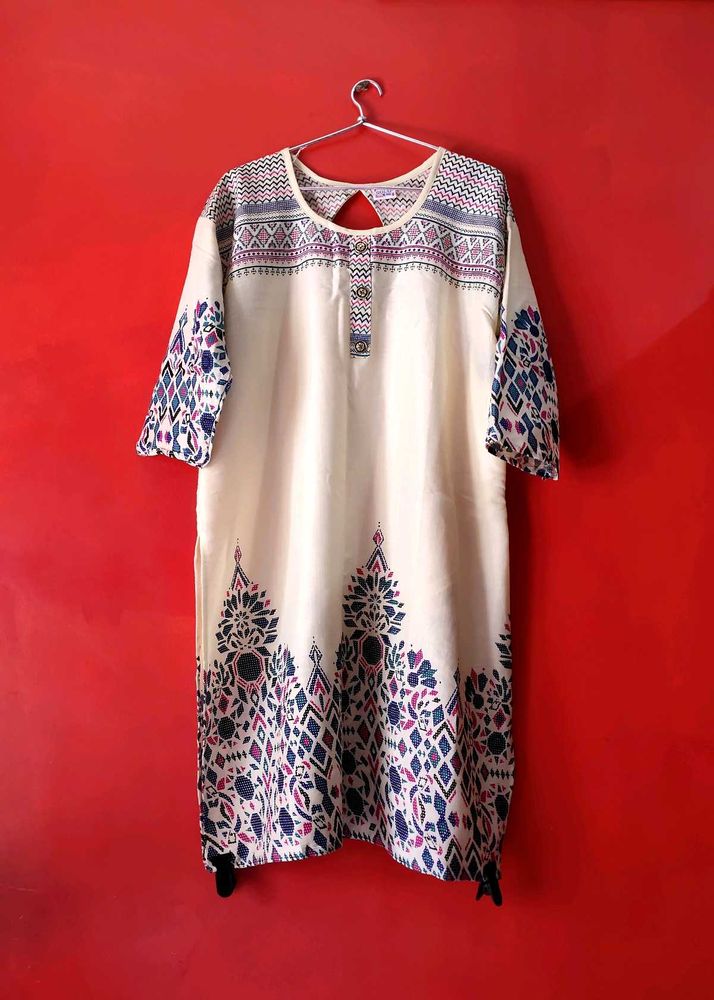 Boho Print Cream Kurti