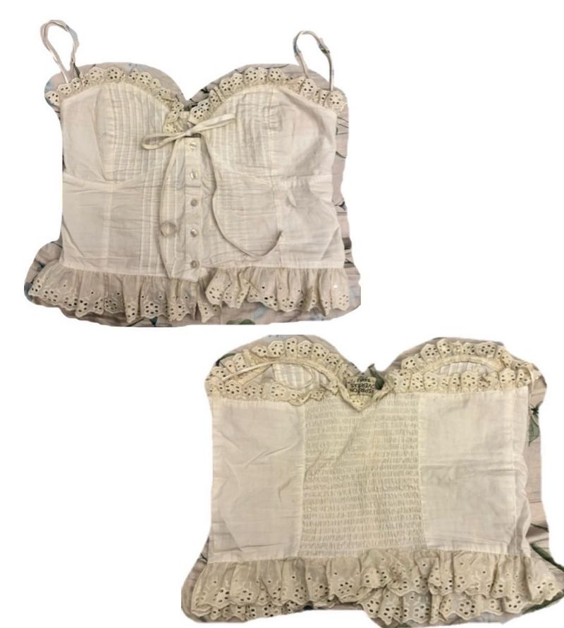 Thrifted Lace Trim White Tube Top