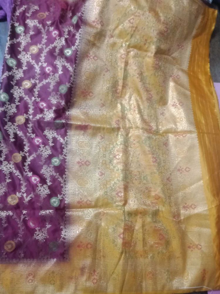 Elegant Maroon  &amp; Gold Saree