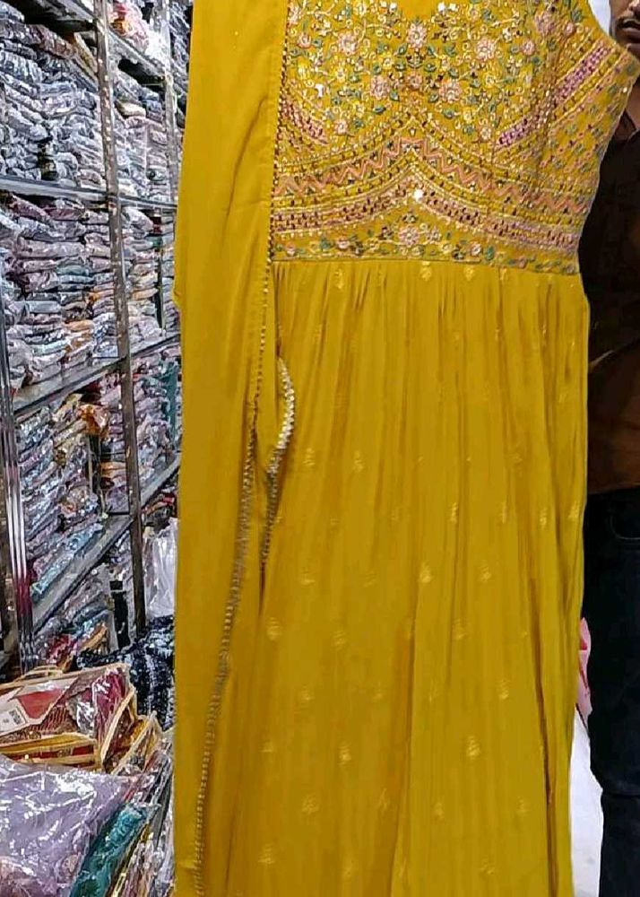 Mustard Embroidered Anarkali