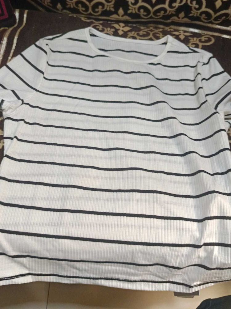 Striped White crop top