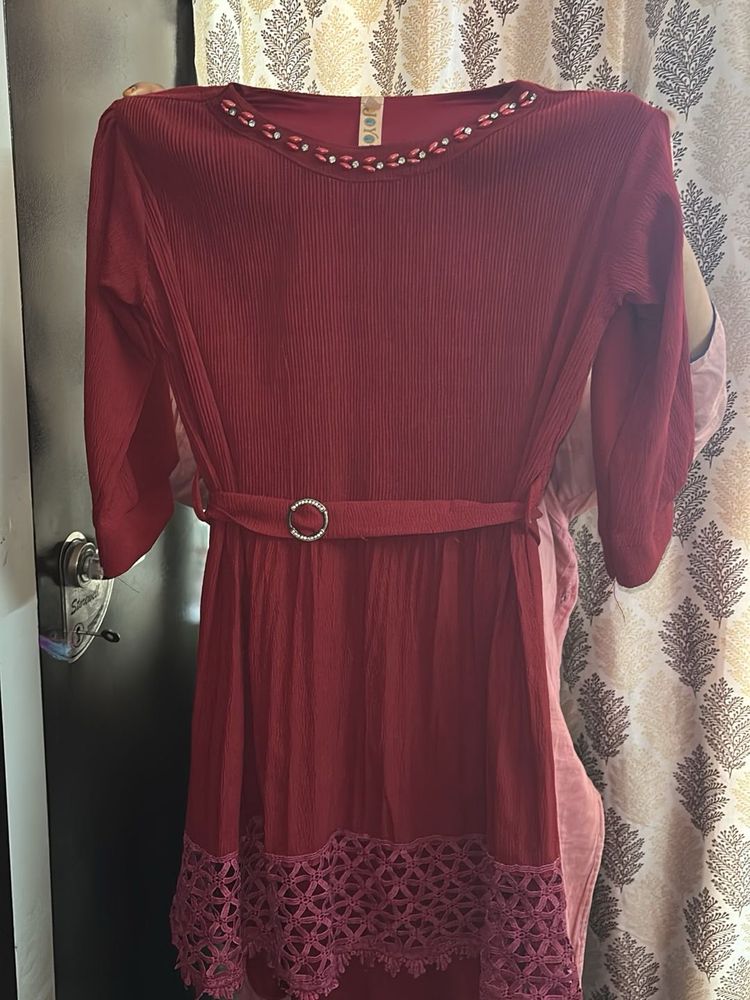Red Dress with Belt
