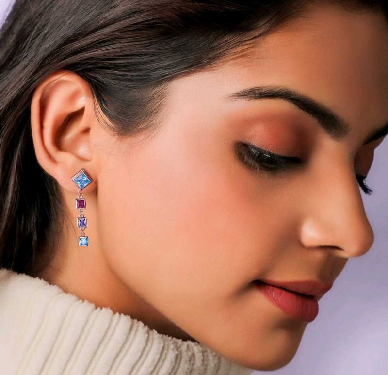Rose gold plated 925 silver Gemstone earrings