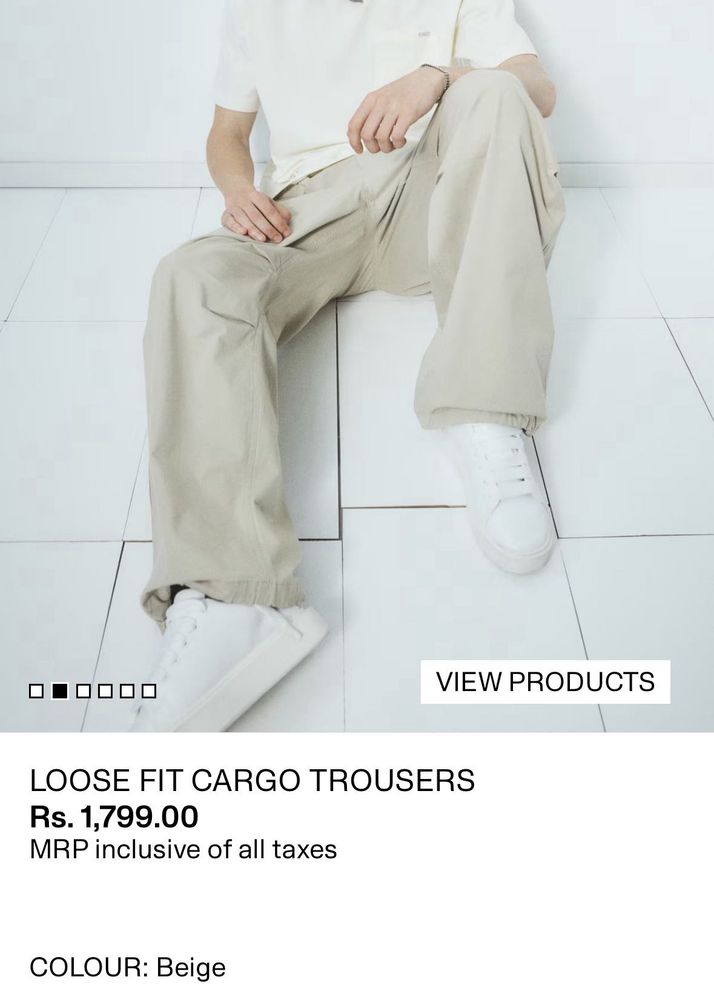 Beige Cargo Trousers
