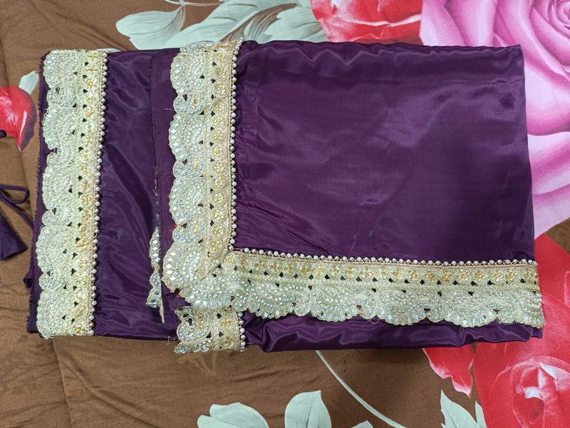 Beautiful Purple 💜 Saree With Stitched Blouse